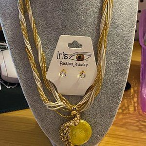 Iris Jewelry Yellow Stone Necklace & Earring Set